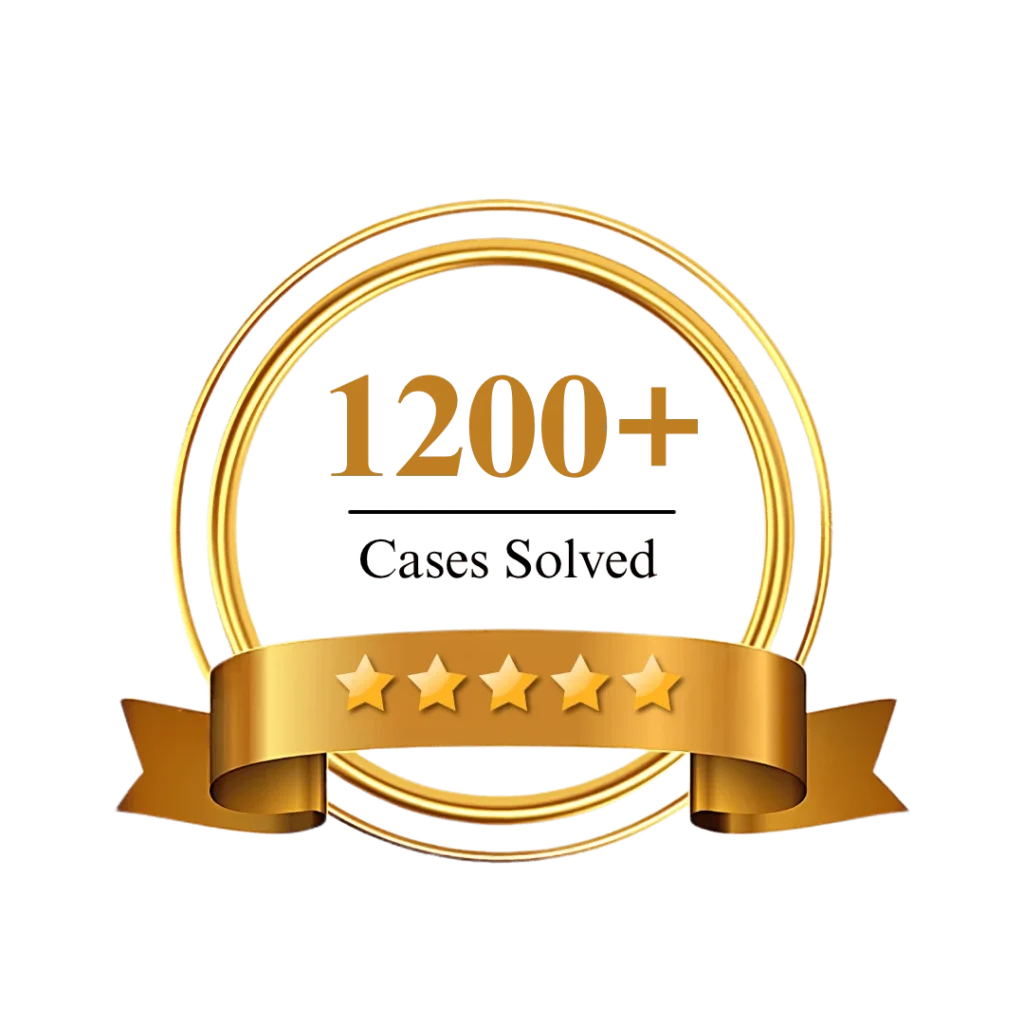 1200 plus legal cases solved badge representing trusted legal drafting and consultation services