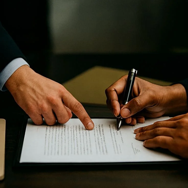 Professional legal contract review and document signing consultation by Court Drafters