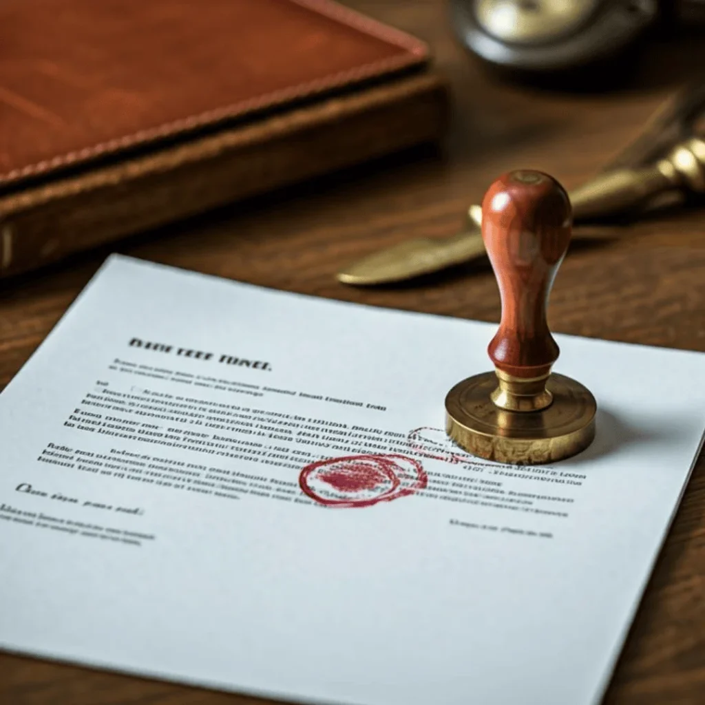 Official legal document with certification stamp representing professional legal drafting and document services