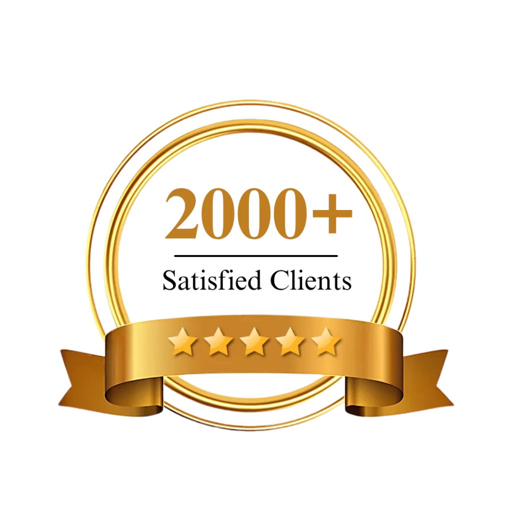 2000 plus satisfied clients badge representing trusted legal drafting and consultation services